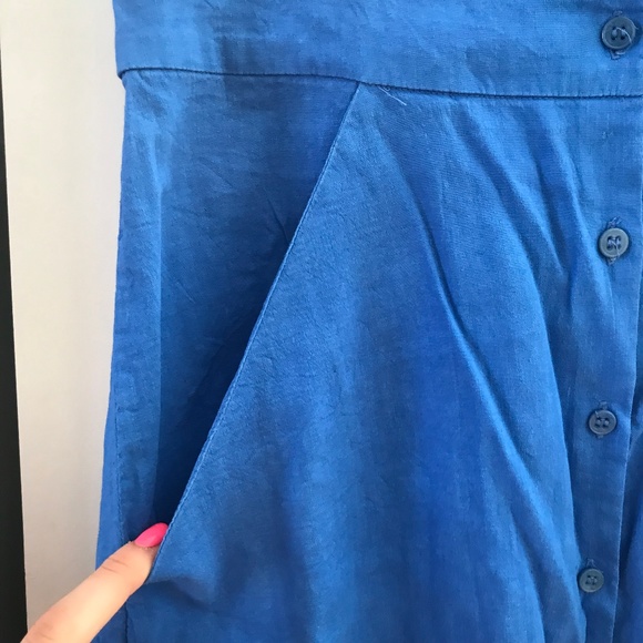 Theory linen and stretch dress with pockets blue - Picture 4 of 6